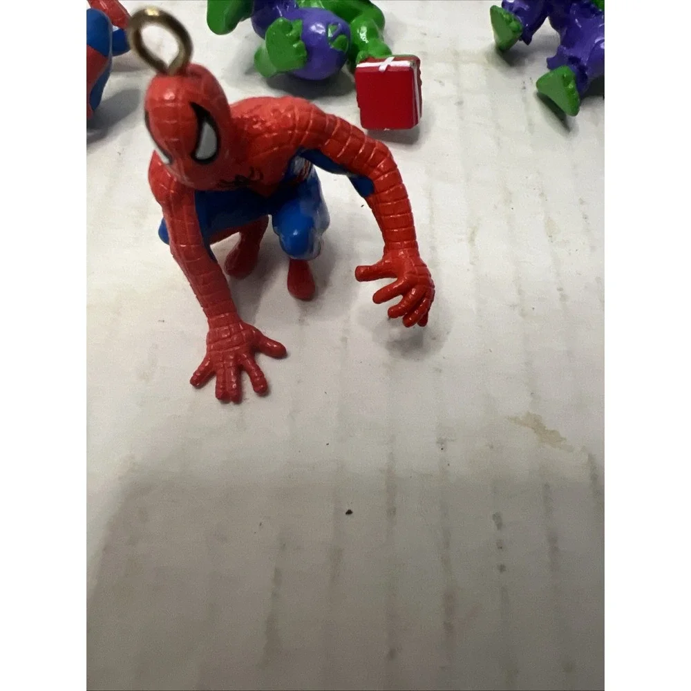 Lot Of 4 Vintage Miniature Marvel Christmas Ornaments Spider-Man And Hulk